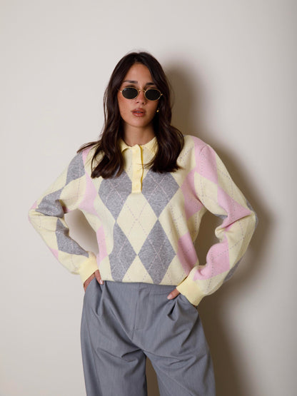 POLO IN MAGLIA CON ROMBI