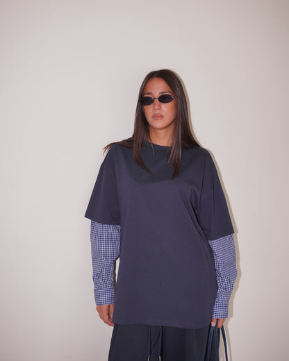 T-SHIRT CON INSERTO CAMICIA