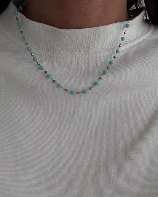 COLLANA CON PERLINE AZZURRE