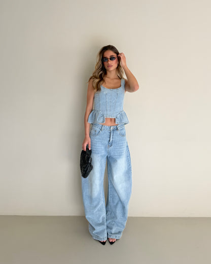 COMPLETO IN DENIM TOP E PANTALONE