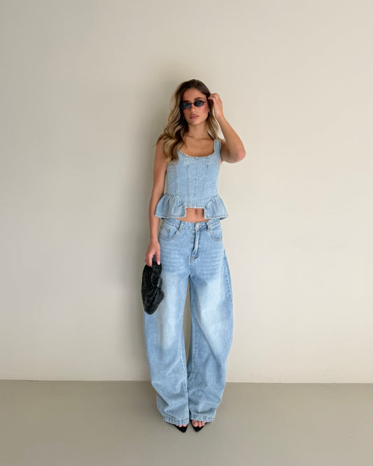COMPLETO IN DENIM TOP E PANTALONE