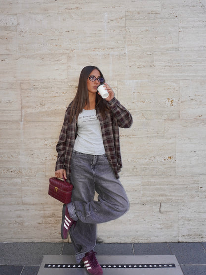CAMICIA OVER A QUADRI CON CANOTTA