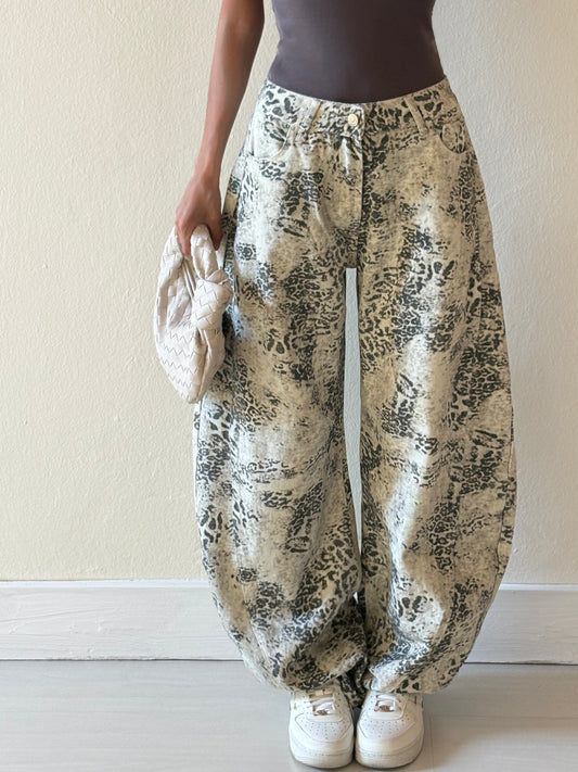 JEANS BALLOON ANIMALIER SFUMATO