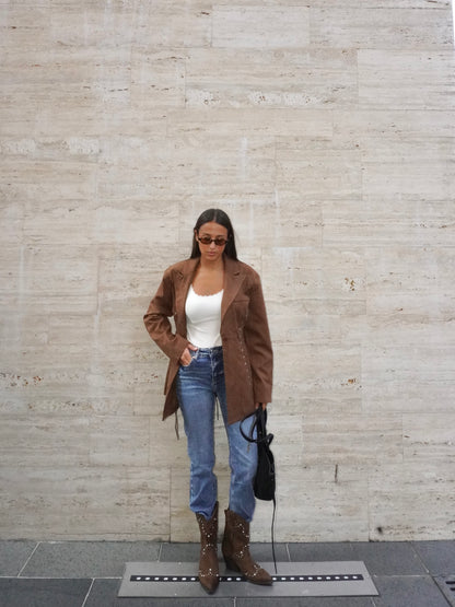 BLAZER STRINGATO IN SIMIL CAMOSCIO