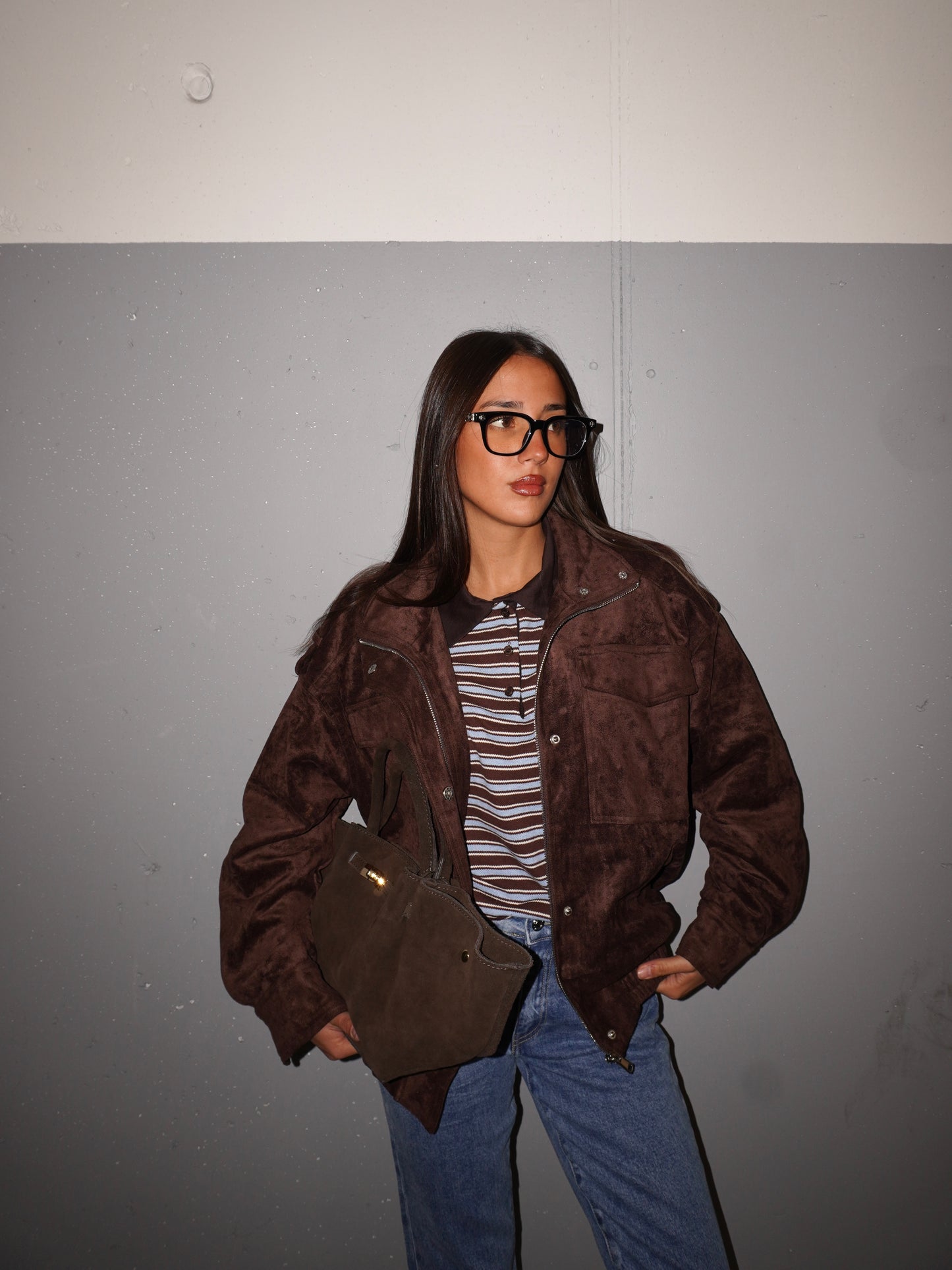 GIACCA IN SIMIL CAMOSCIO CON TASCONI