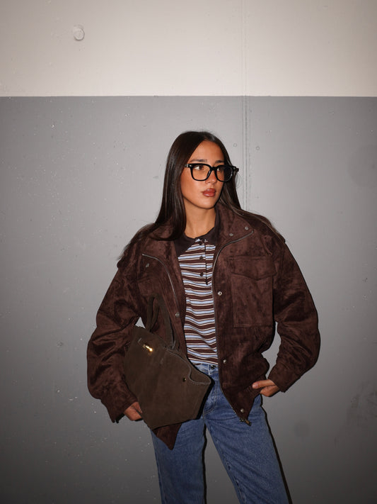 GIACCA IN SIMIL CAMOSCIO CON TASCONI