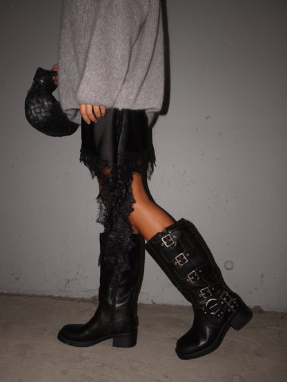 STIVALE BIKER IN ECOPELLE CON FIBBIE