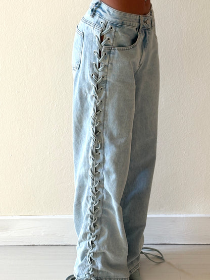 JEANS WIDE LEG STRINGATO