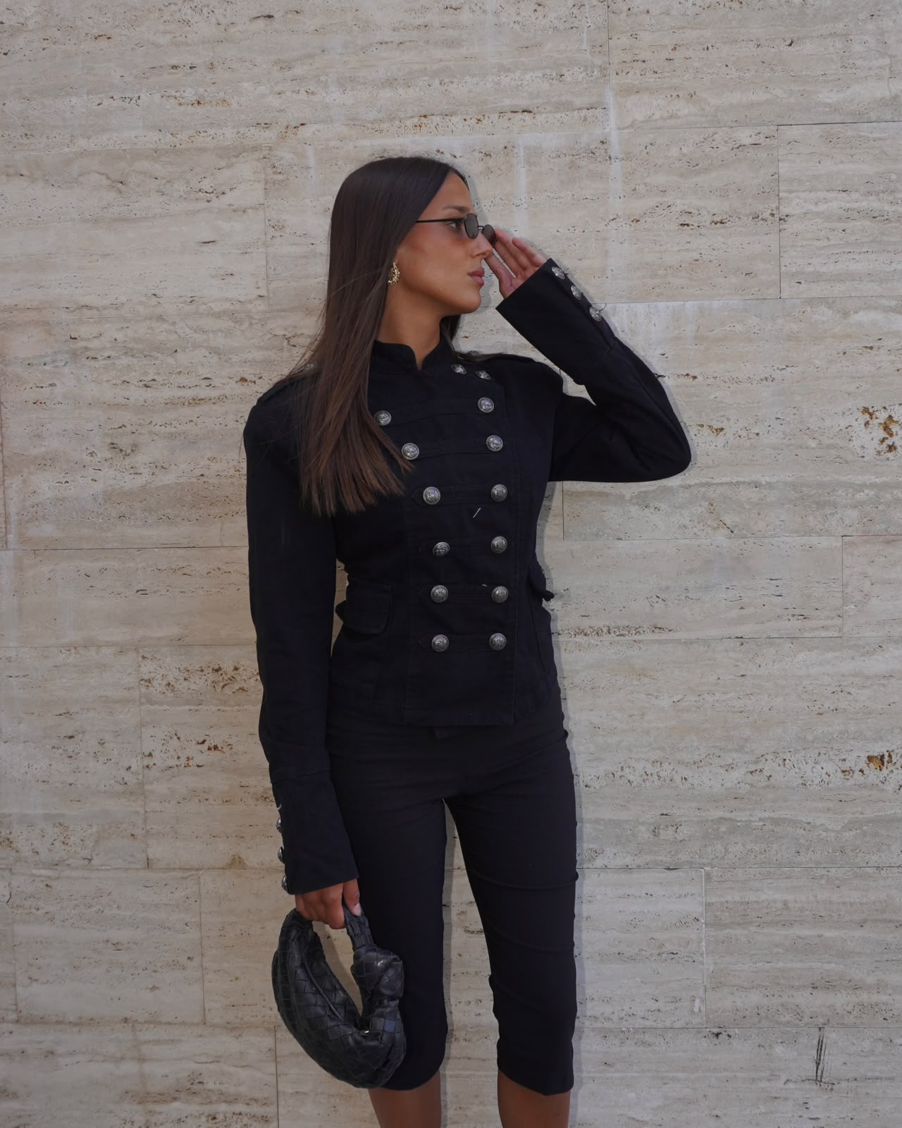 GIACCA STRINGATA IN DENIM CON BOTTONI