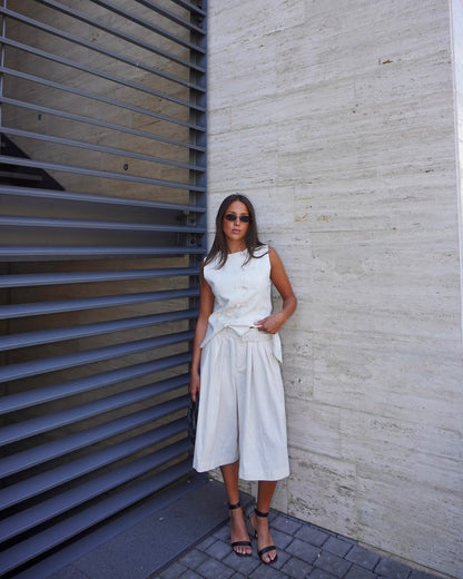 GILET IN LINO CON ALAMARI